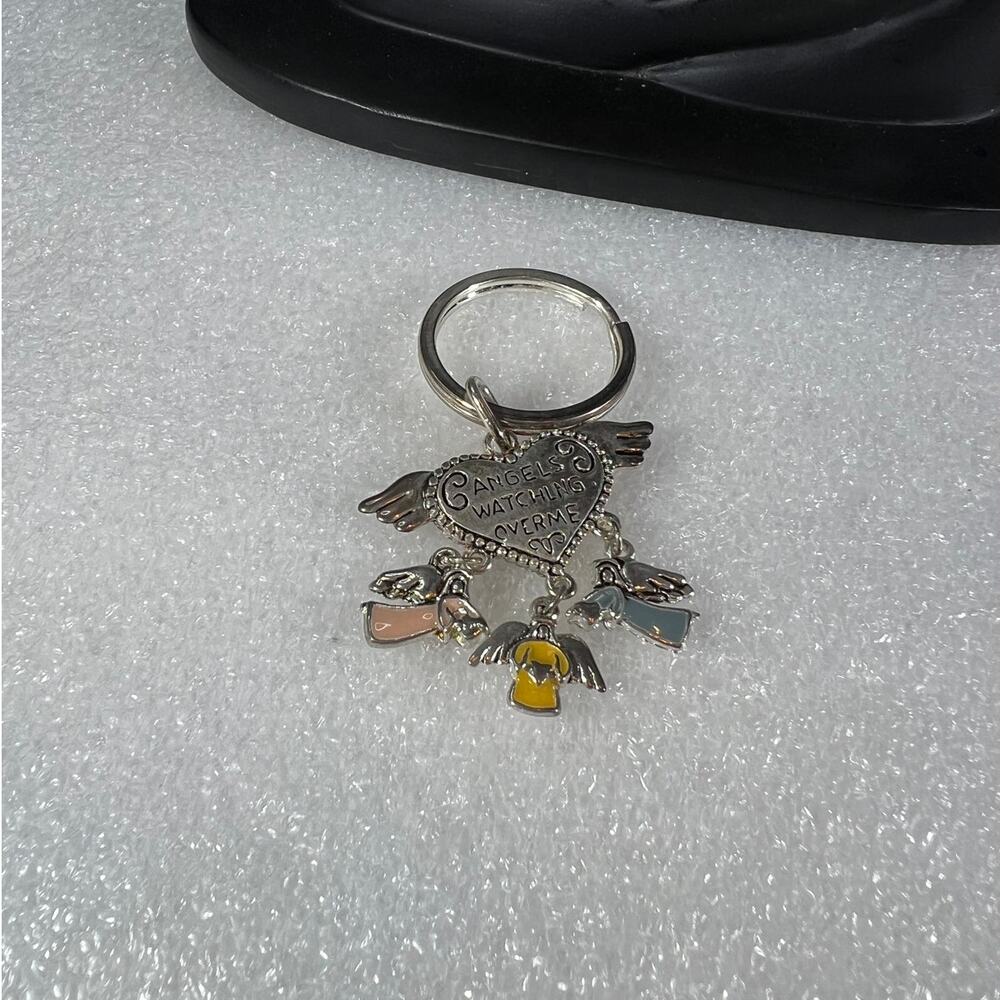 Deadstock Silver Tone Angels Spiritual Guardian Angels Watching Over Me Keychain - Picture 5 of 12